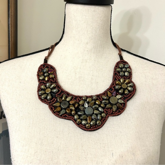 Bohemian Bib Necklace with Beaded Design - Picture 1 of 2